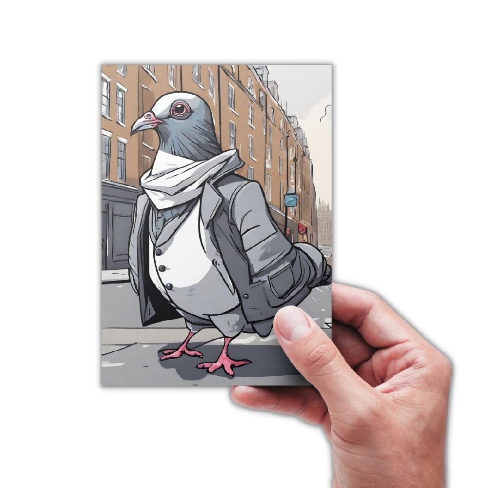 ANIMAL ILLUSTRATION POSTCARD PIGEON IN LONDON