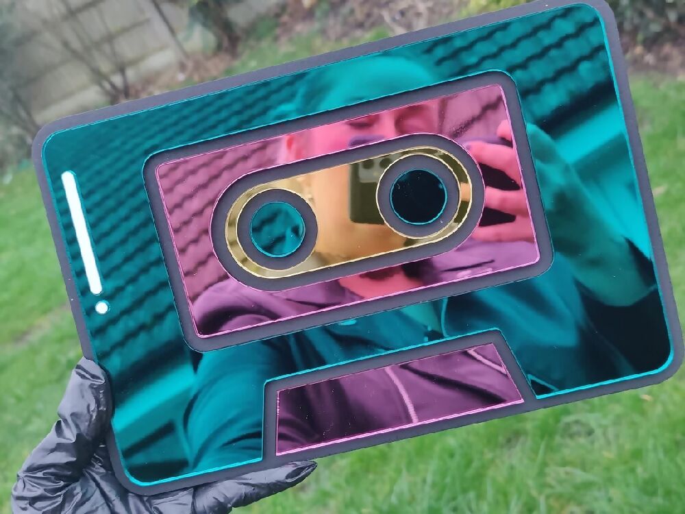 90s cassette mirror. Alternative decor. Cute. Kawaii. 90s nostalgia. Retro. Gothic decor