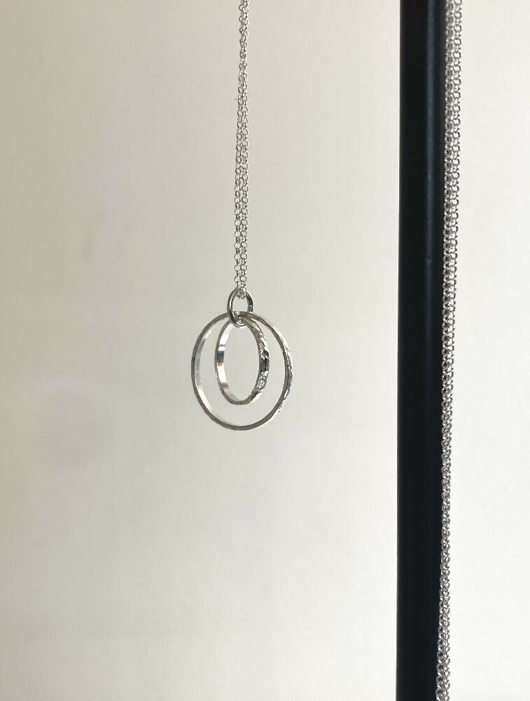 Handmade Sterling Silver Double Ring Pendant