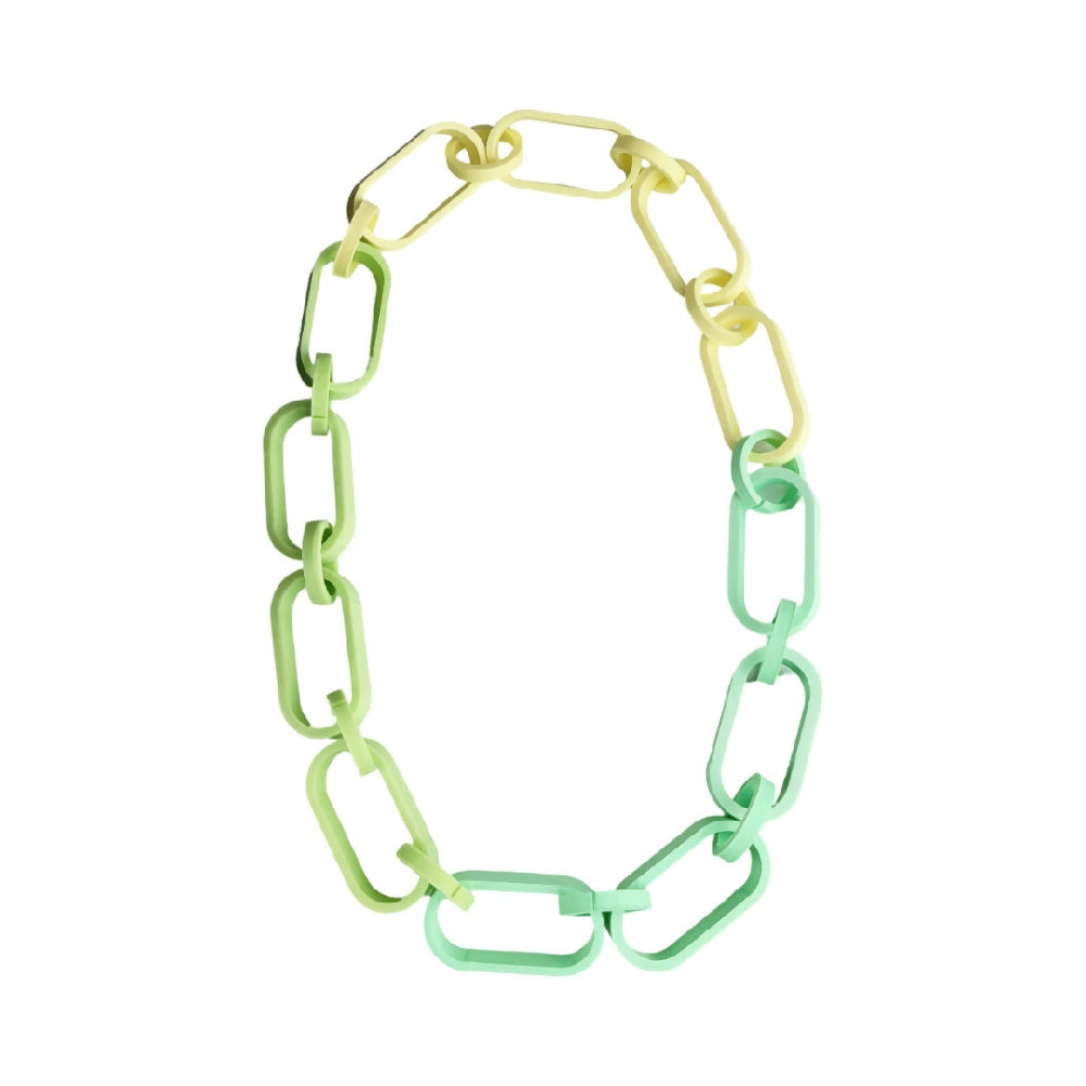 3D Printed Interchangeable Chunky Necklace In Ombre Pastel Yellow, Macha Green & Mint Green