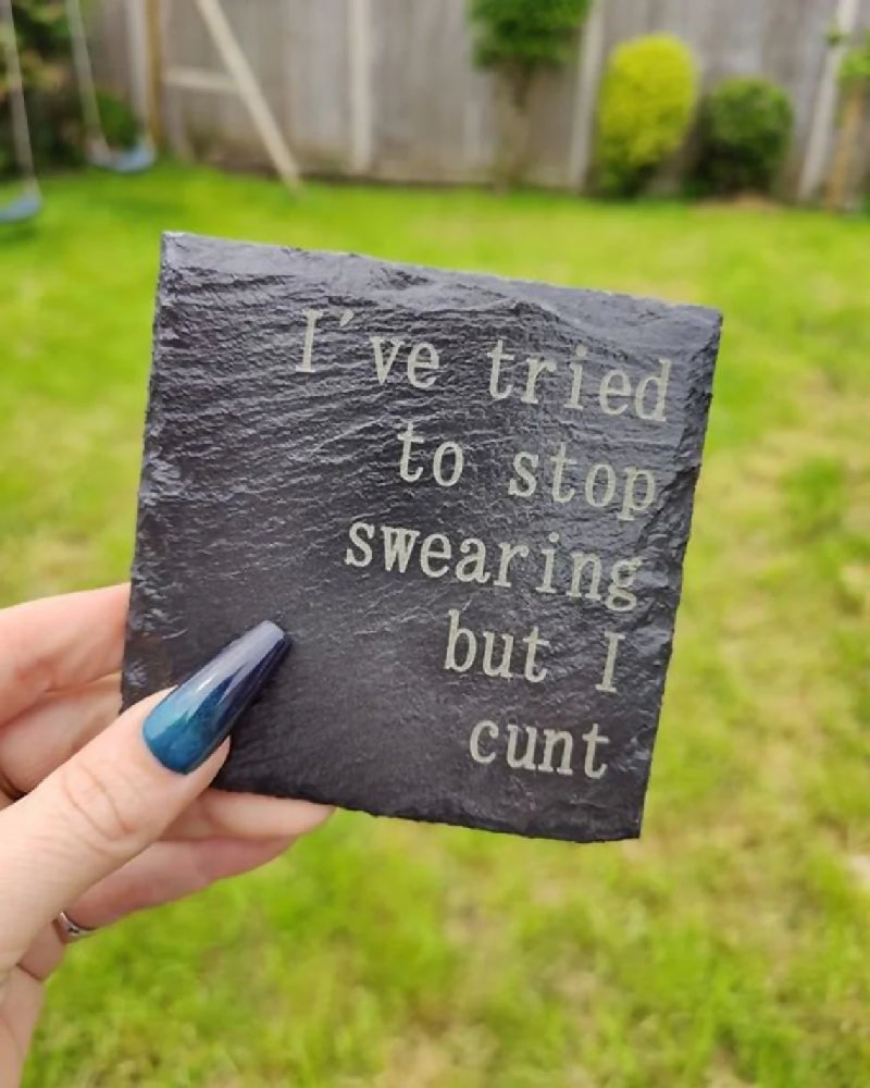 Slate coaster. Funny Rude gift. Engraved personalised present. House decor