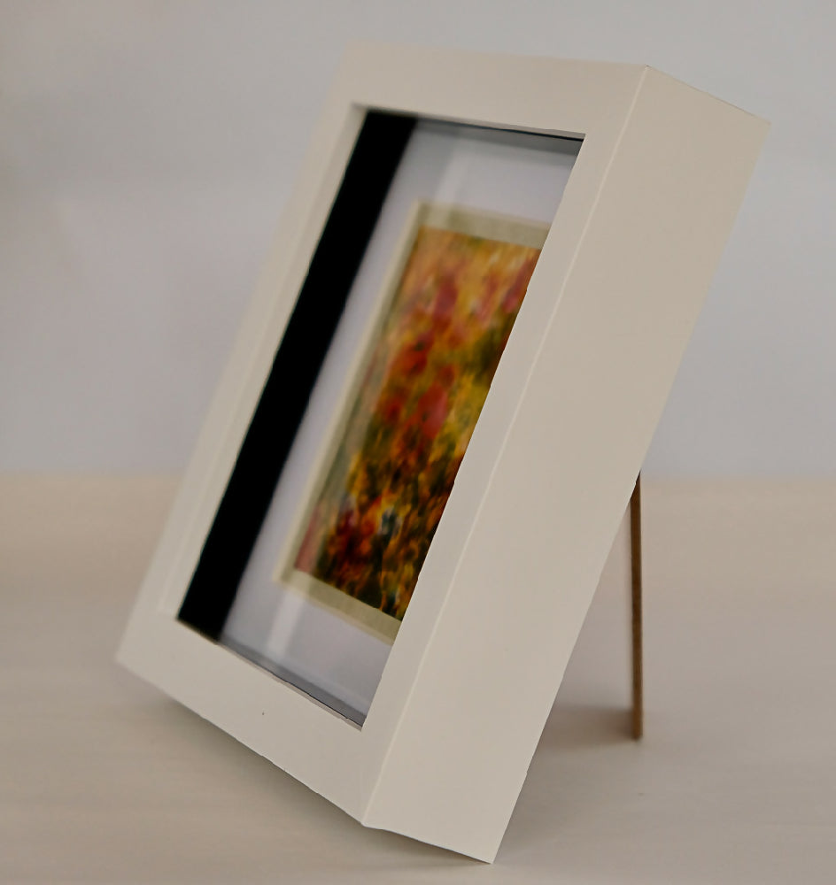 ABSTRACT POPPY FIELD PRINT IN SMALL BOX FRAME - "POPPY FIELD"