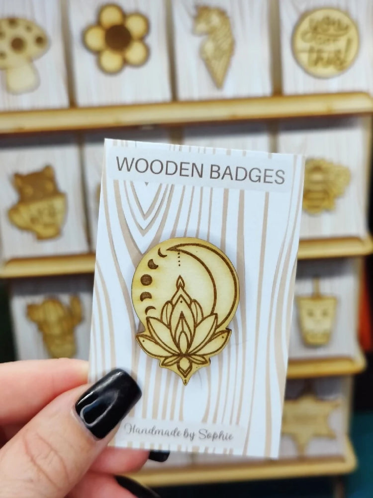 Wooden badge | Handmade pocket gift | Cute present for him her | Gothic funny badge | Animal