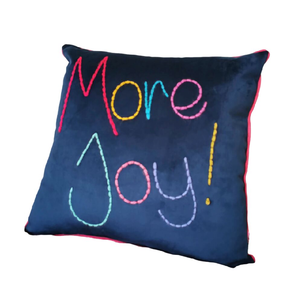 More Joy Embroidered Velvet Cushion