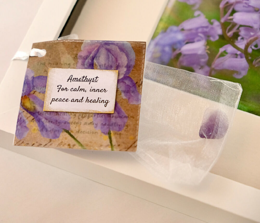 BLUEBELL PRINT WITH GEMSTONE - "LITTLE GEM BLUEBELL AMETHYST"
