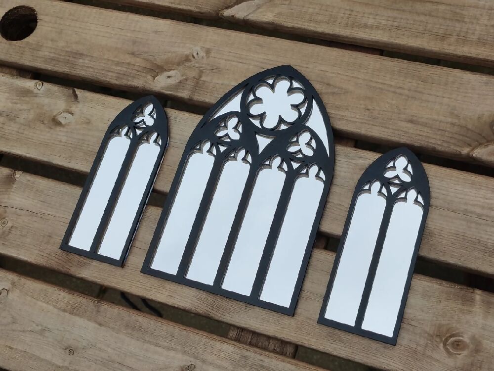 Gothic church arch mirror. Alternative goth death moth decor. Halloween. Gothic decor