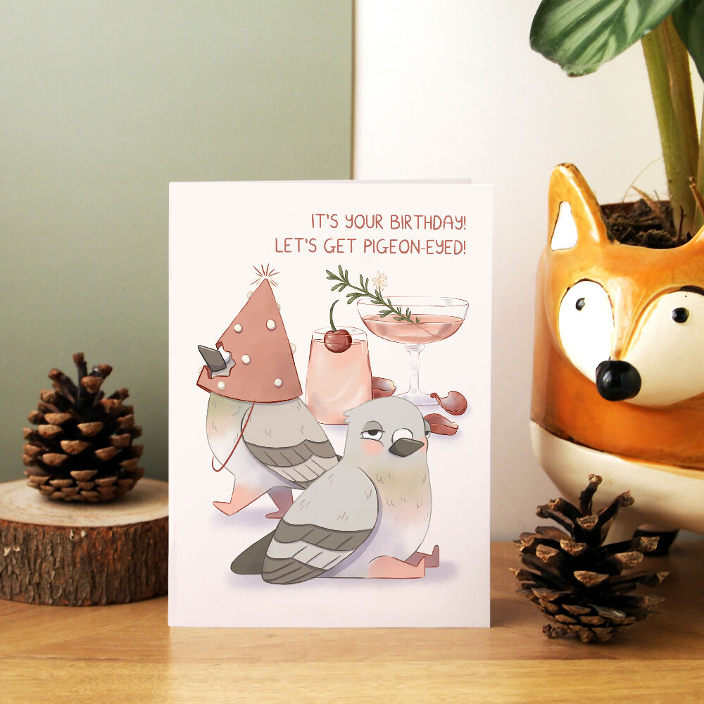 Pigeon Eyed Birthday Greeting Card