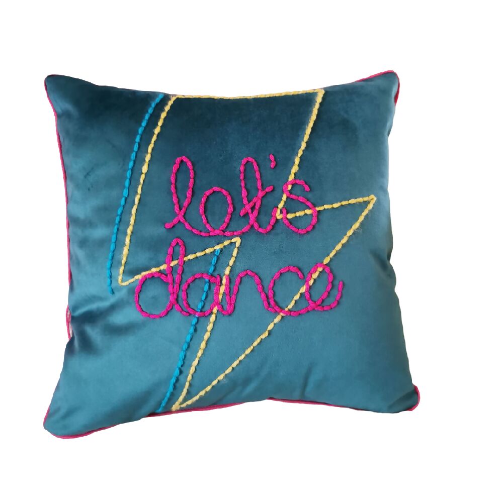 Let's Dance Embroidered Velvet Cushion