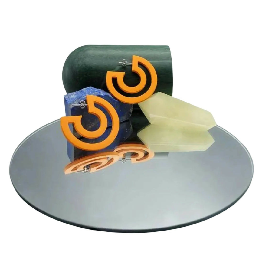 3D Printed Outline Earrings In Orange