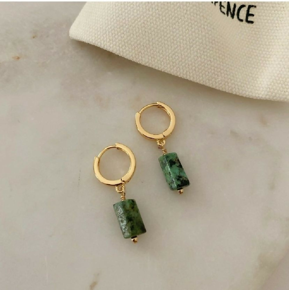 African Turquoise Maeve Hoops - 18ct Gold Plated