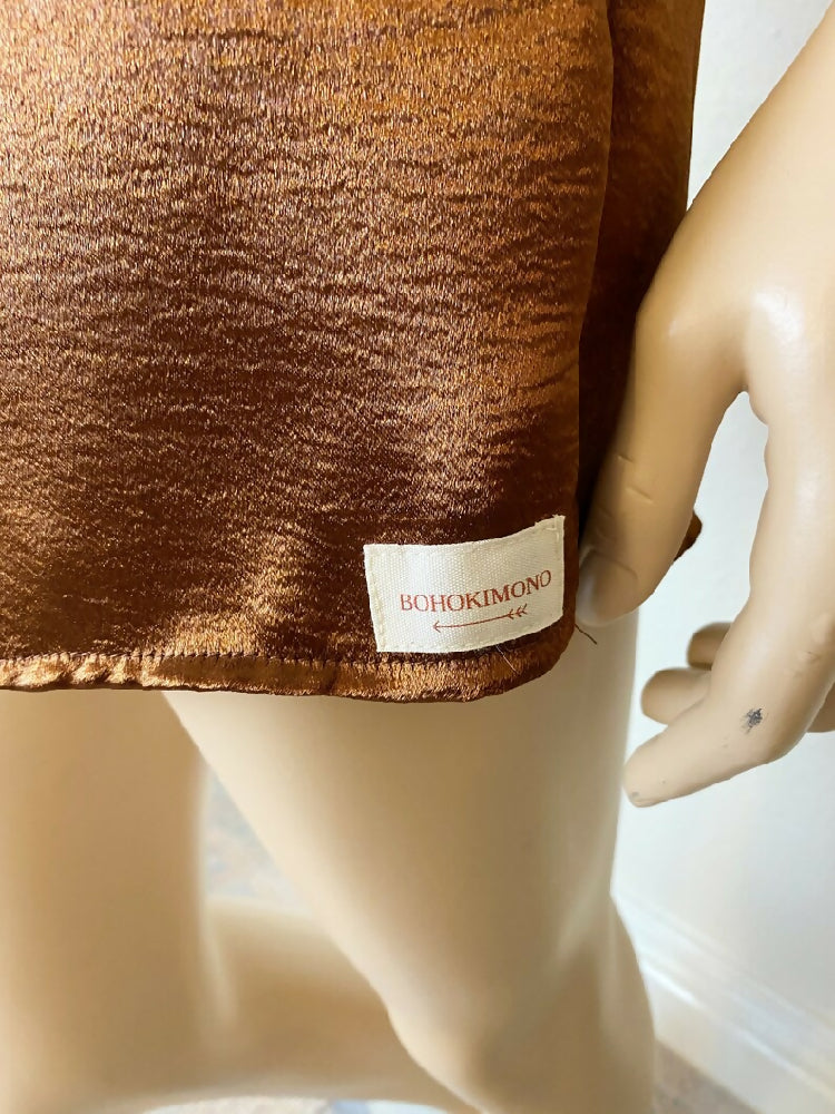 BROWN SATIN CASUAL SHORT, UK 8
