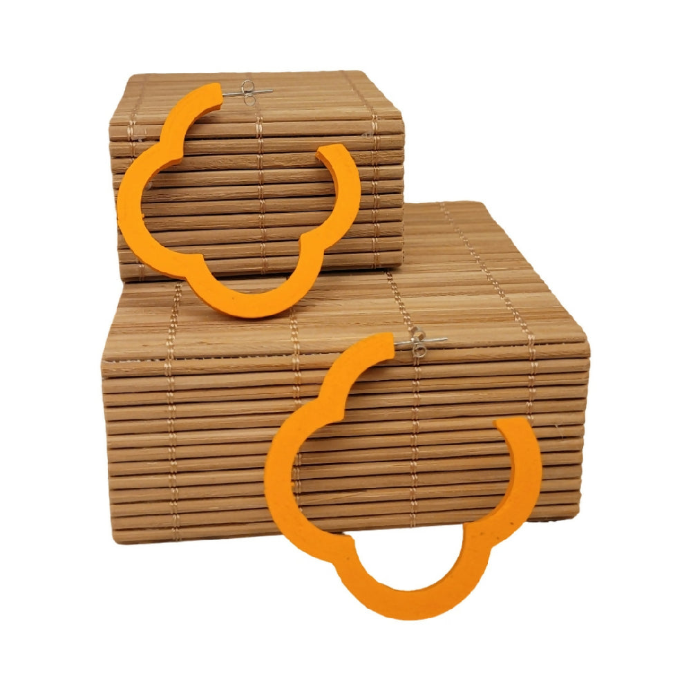 3D Printed Large Clover Hoops In Orange