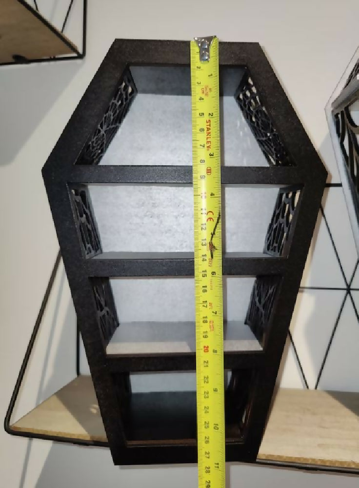 Coffin display shelves. Alternative goth death decor. Halloween. Handmade. Storage.