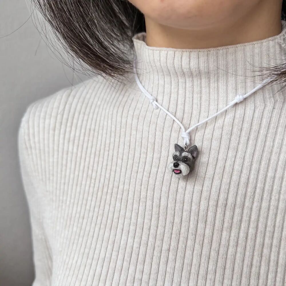 Schnauzer Pendant necklace | Erect-Ears Salt & Pepper