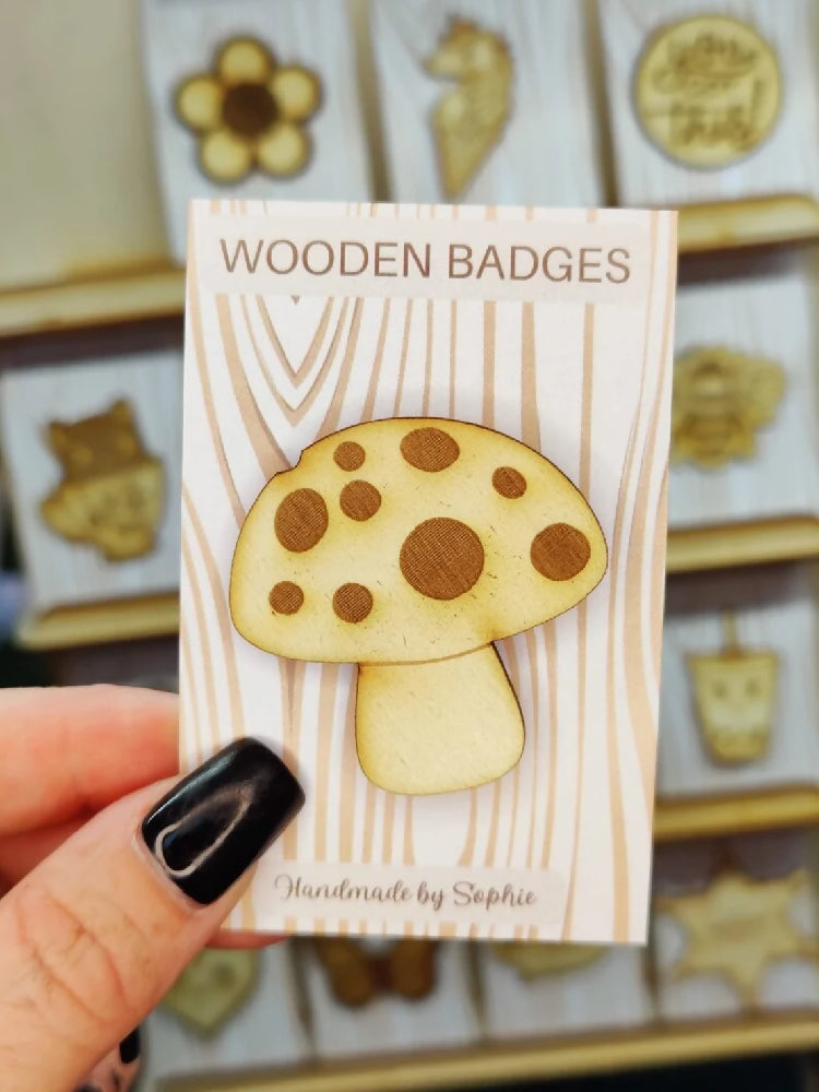 Wooden badge | Handmade pocket gift | Cute present for him her | Gothic funny badge | Animal