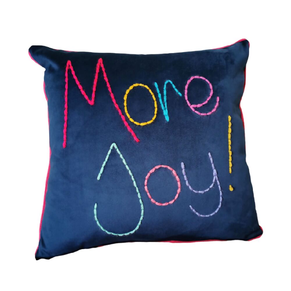 More Joy Embroidered Velvet Cushion