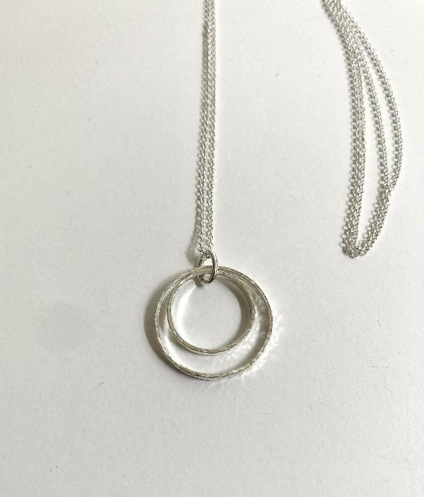 Handmade Sterling Silver Double Ring Pendant
