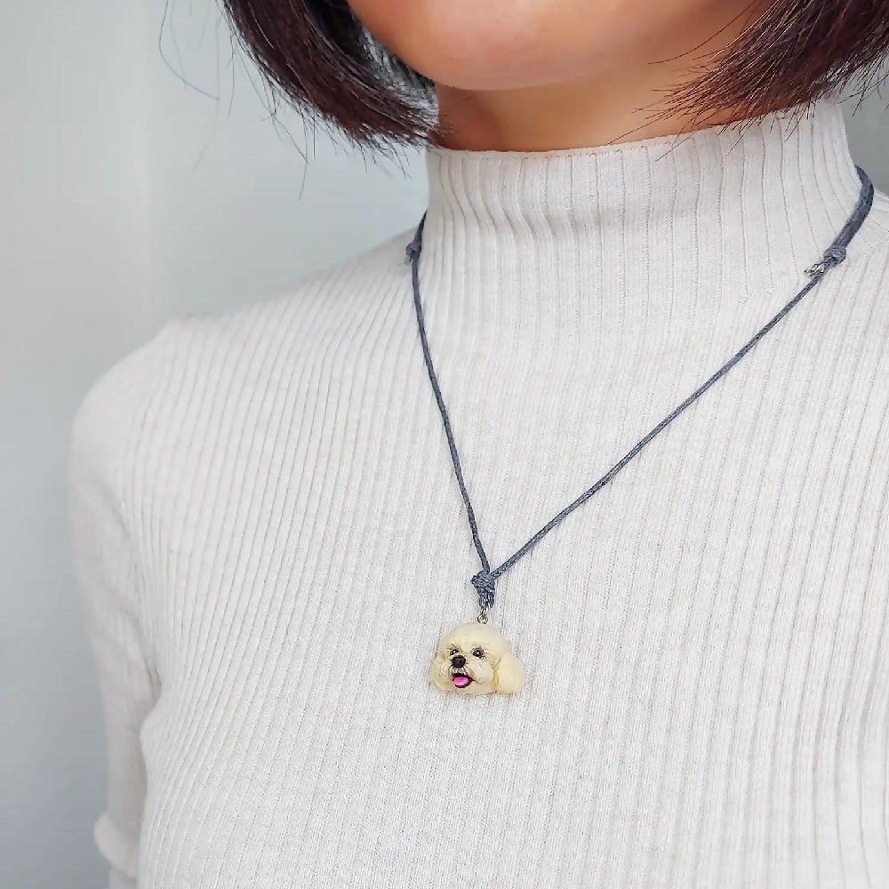 Poodle Pendant necklace | Cream