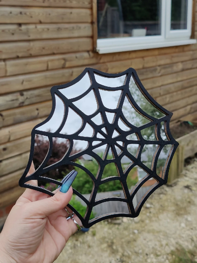 Gothic spider cob web mirror. Alternative goth death moth decor. Halloween. Gothic decor
