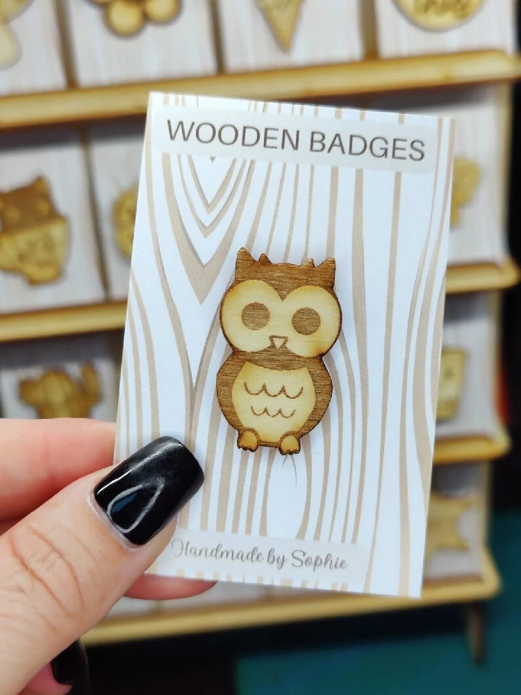 Wooden badge | Handmade pocket gift | Cute present for him her | Gothic funny badge | Animal