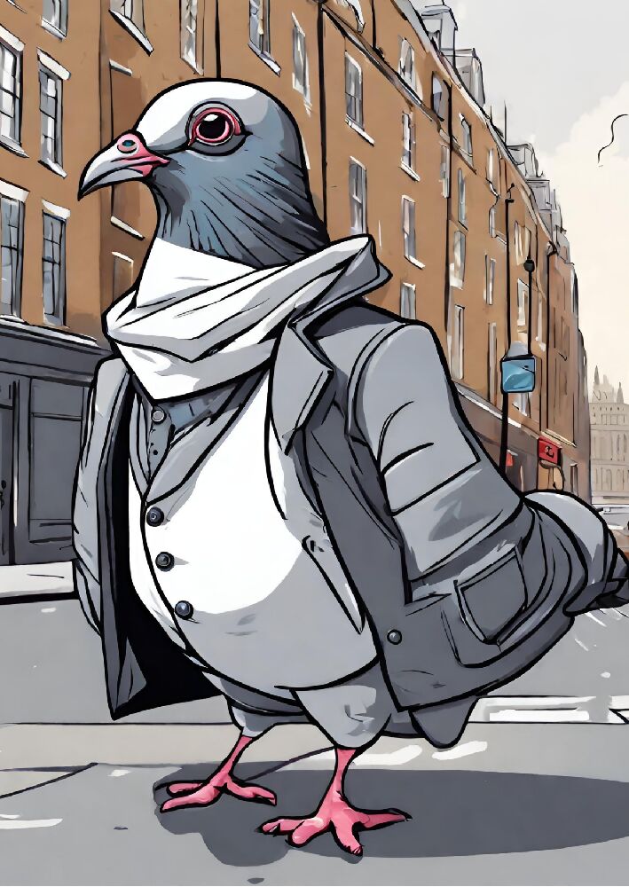 ANIMAL ILLUSTRATION POSTCARD PIGEON IN LONDON