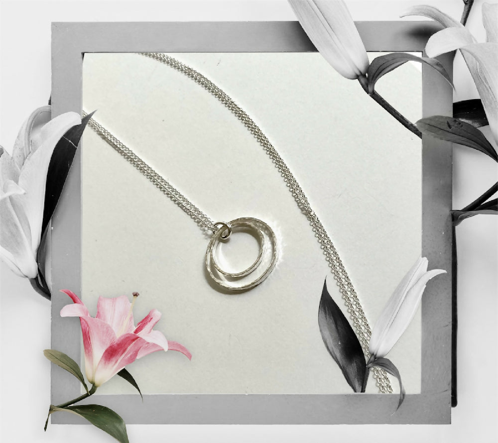 Handmade Sterling Silver Double Ring Pendant
