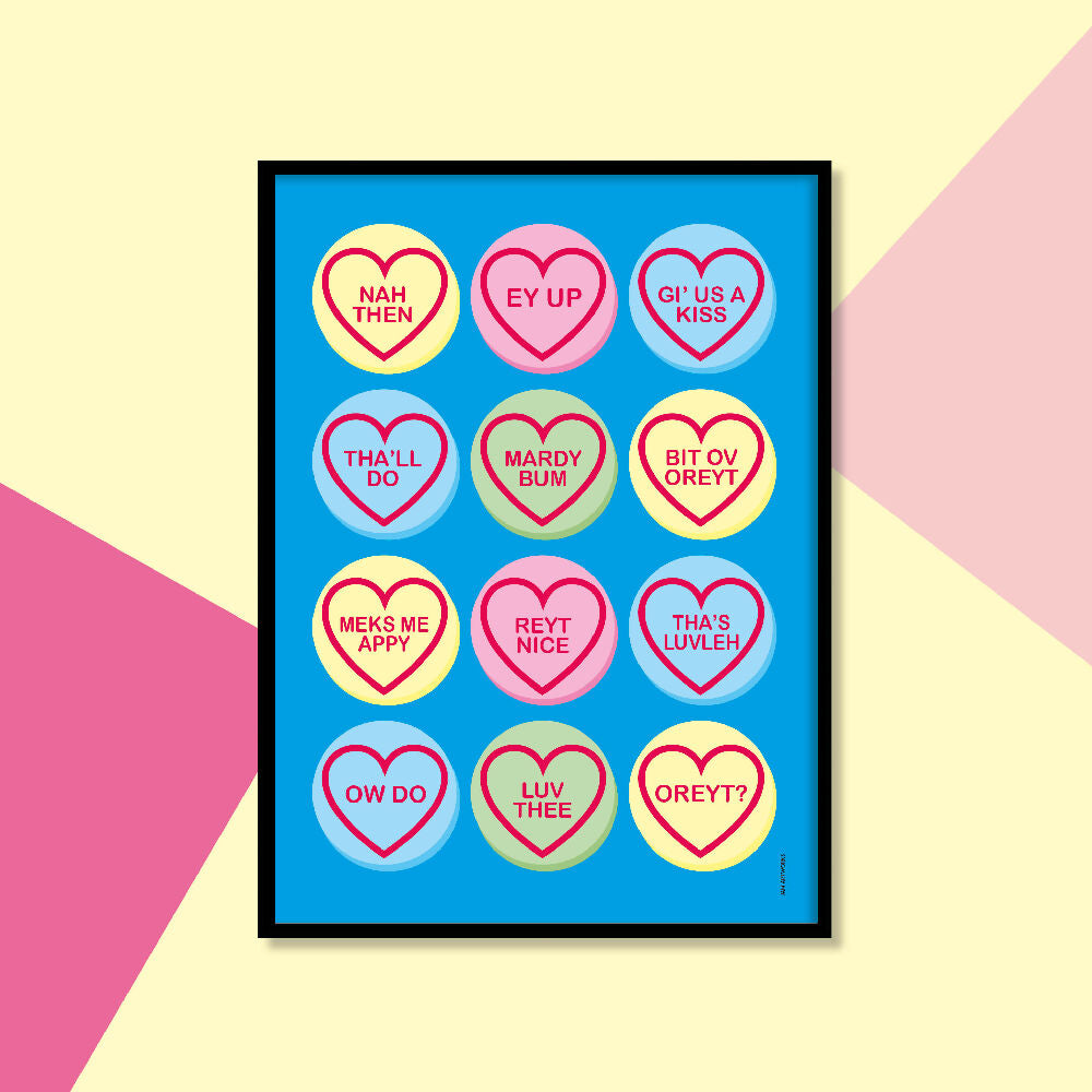 Yorkshire Love Hearts A4 Print