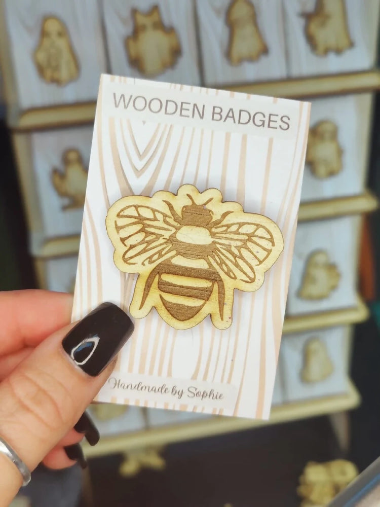 Wooden badge | Handmade pocket gift | Cute present for him her | Gothic funny badge | Animal