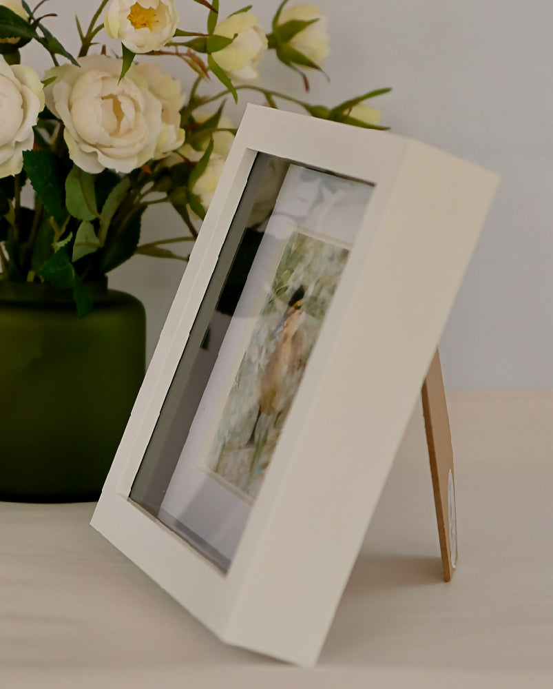 DUCKLING PRINT IN SMALL BOX FRAME - "DUCKLING LEAVES.."