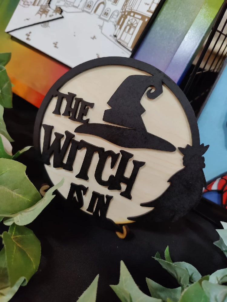 The Witch Is In display art. Alternative goth death moth decor. Halloween.