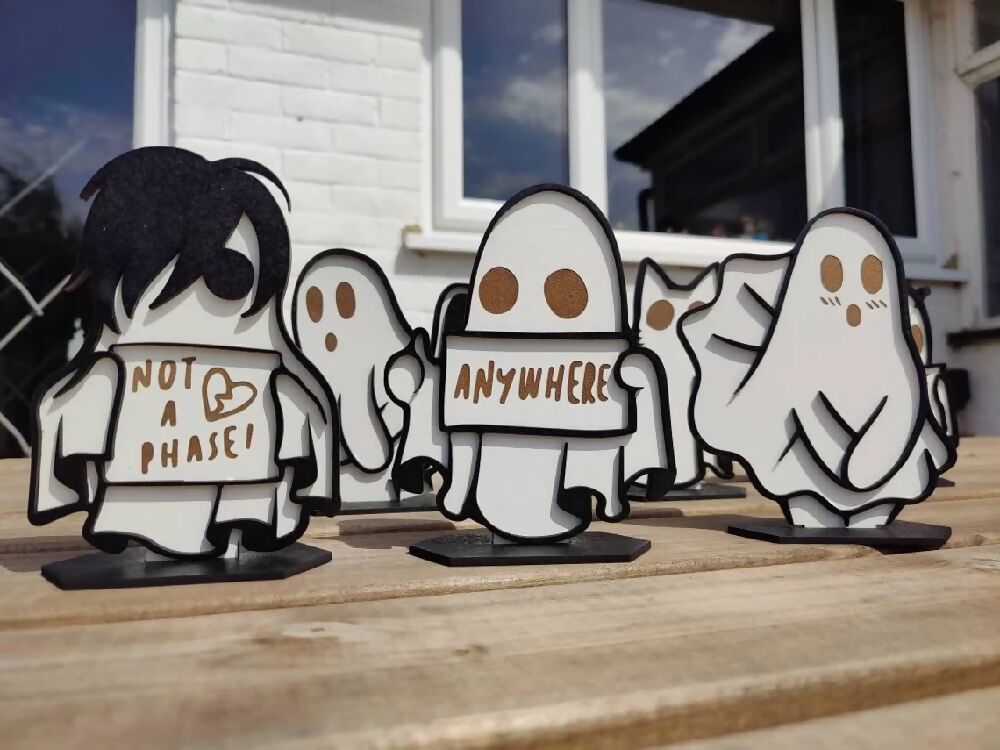 Ghost display art. Alternative goth death moth decor. Halloween. Funny ghost rude ghost
