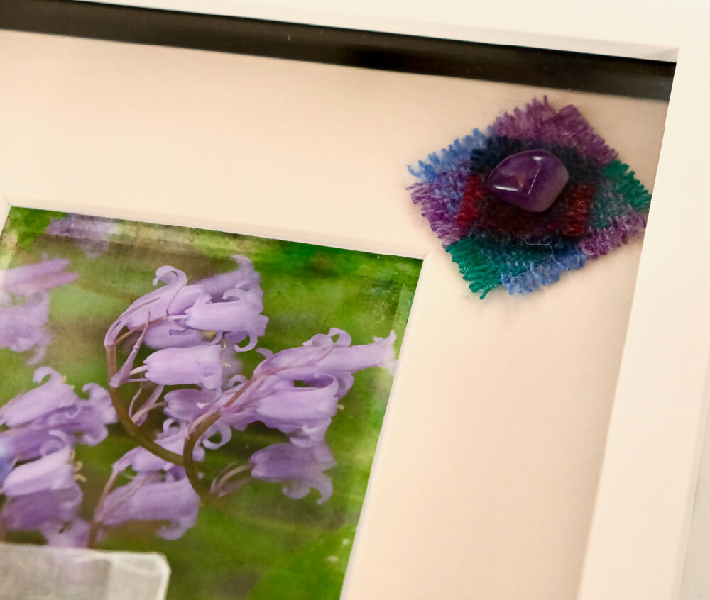 BLUEBELL PRINT WITH GEMSTONE - "LITTLE GEM BLUEBELL AMETHYST"