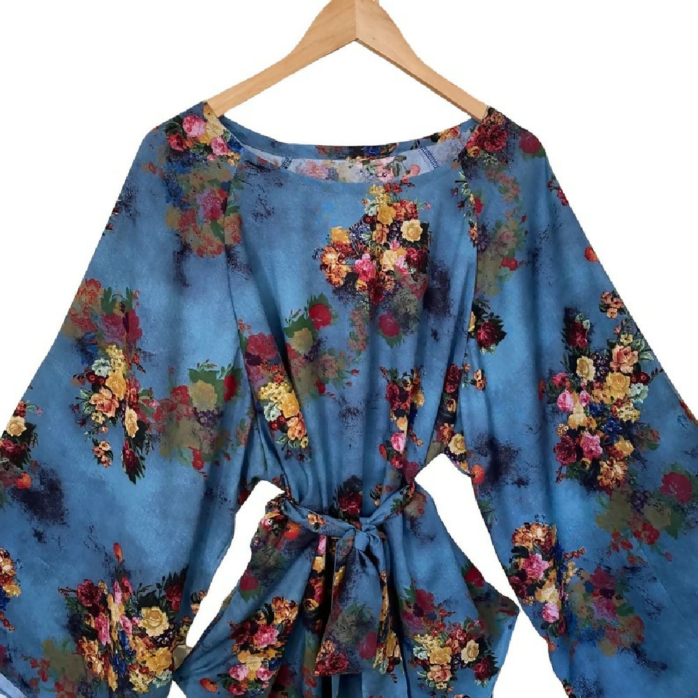 70'S INSPIRED HANDMADE BOHO TIE WAIST BLOUSE - UK 10/12