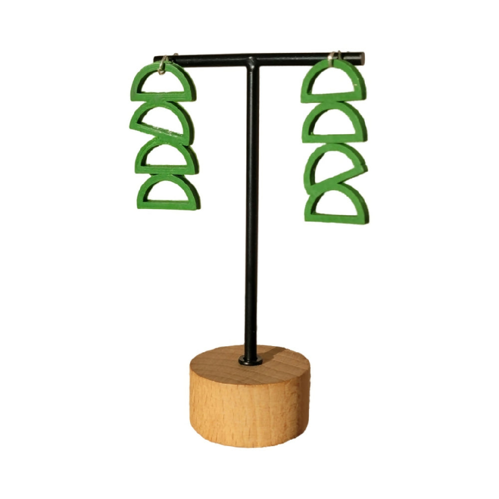 3D Printed Wonky Drop Earrings In Lime Green