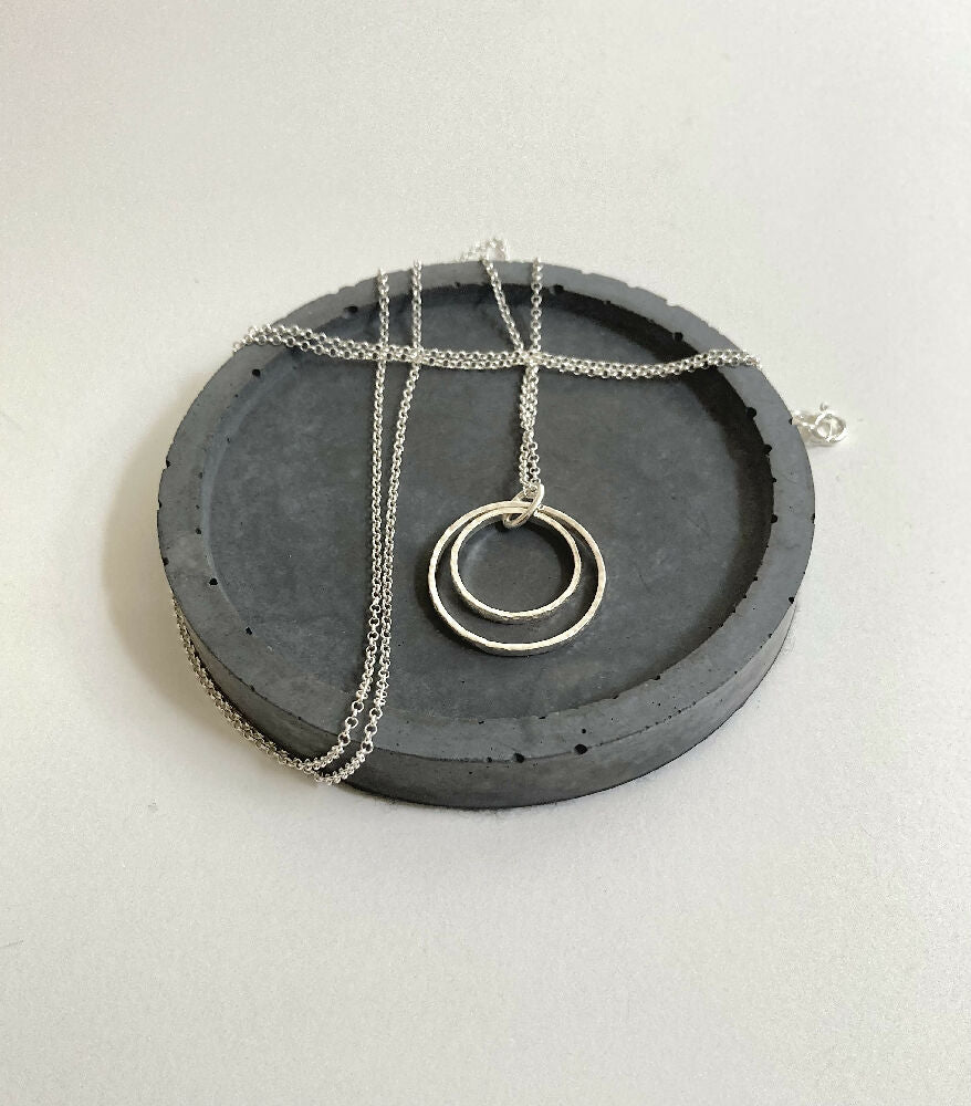Handmade Sterling Silver Double Ring Pendant