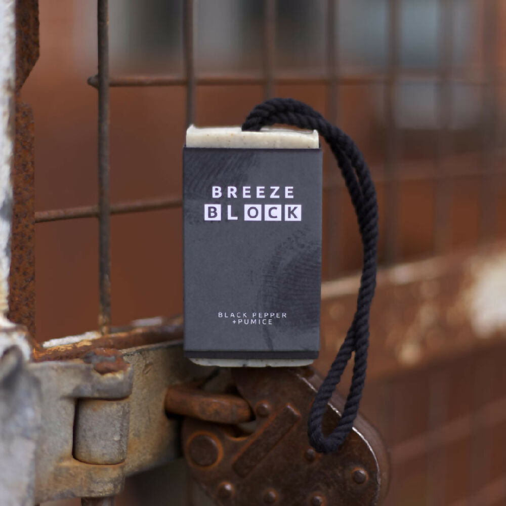 BREEZE BLOCK + ROPE Black Pepper + Pumice Exfoliating Soap on a Rope