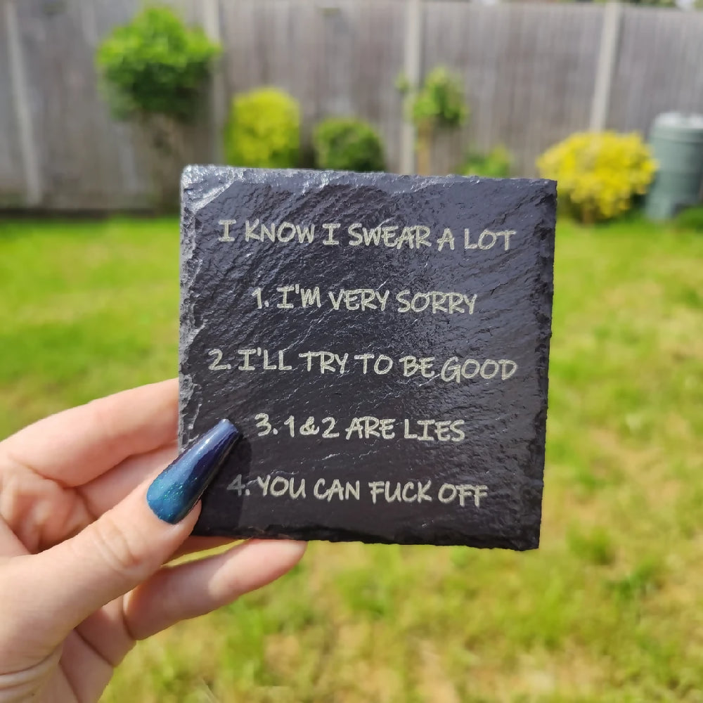 Slate coaster. Funny Rude gift. Engraved personalised present. House decor