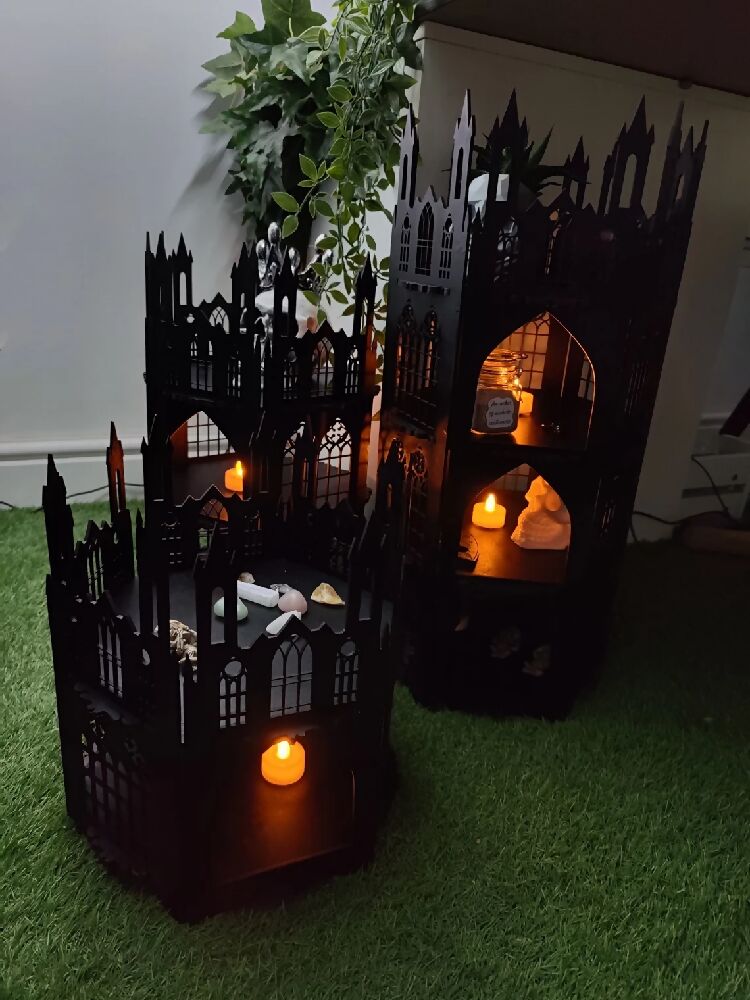 Gothic display shelves. READ DESCRIPTION Alternative goth death decor. Halloween. Handmade.