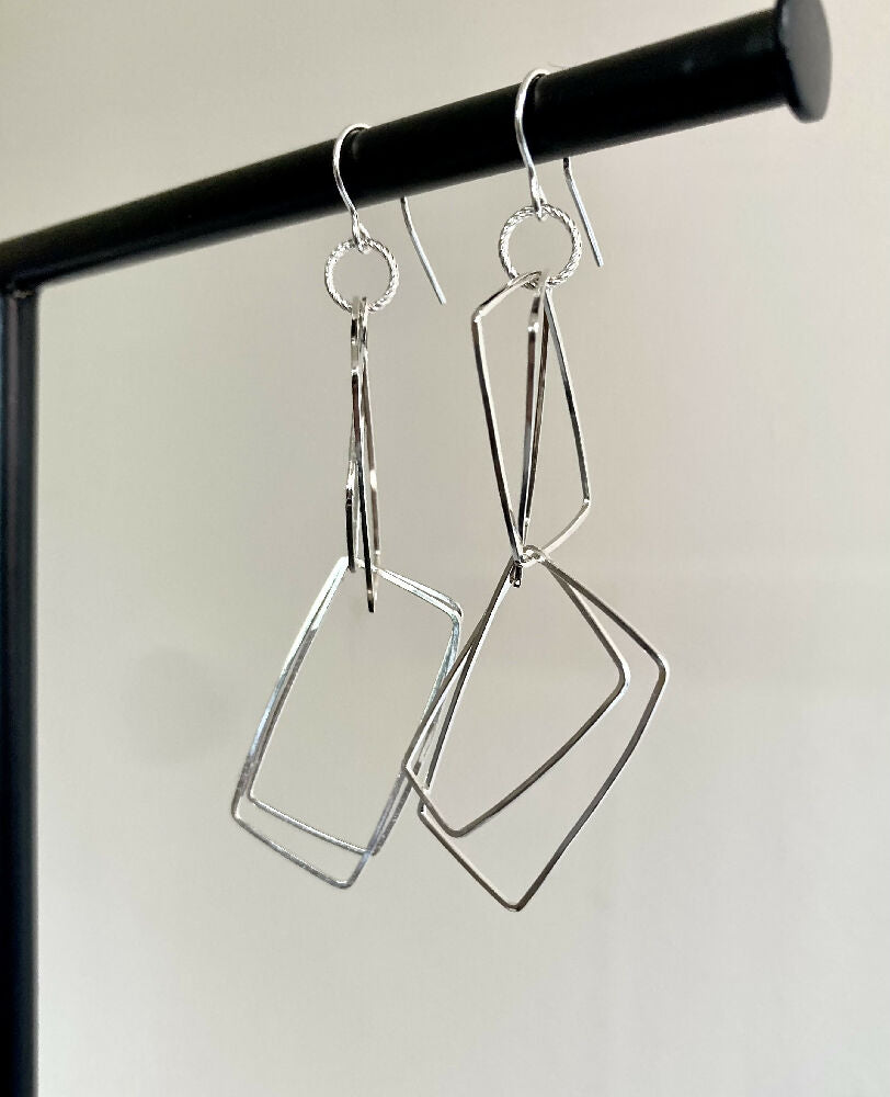 Large Handmade Sterling Silver Drop Earrings