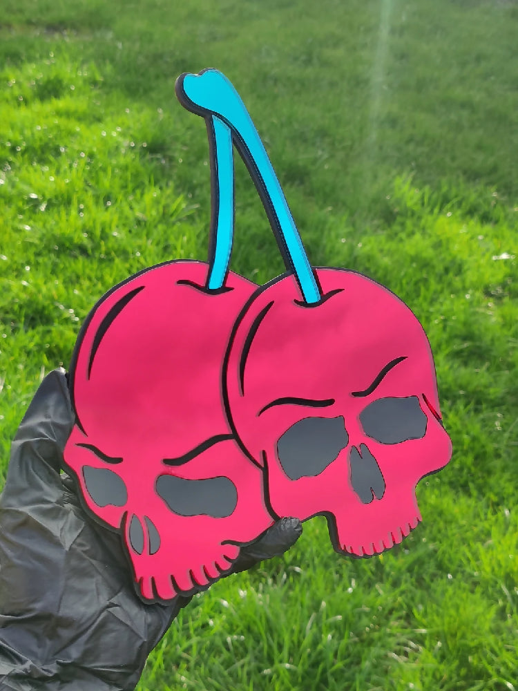 Red cherry skull mirror. Alternative decor. Cute. Kawaii. 90s nostalgia. Retro.