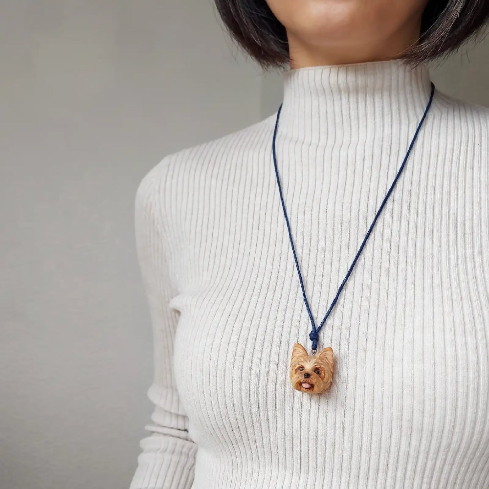 Yorkshire Terrier Large Pendant necklace | Red