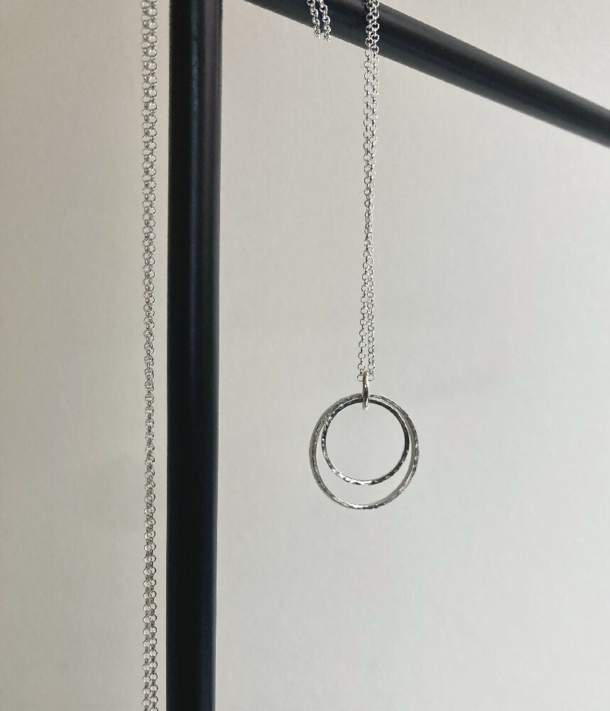 Handmade Sterling Silver Double Ring Pendant