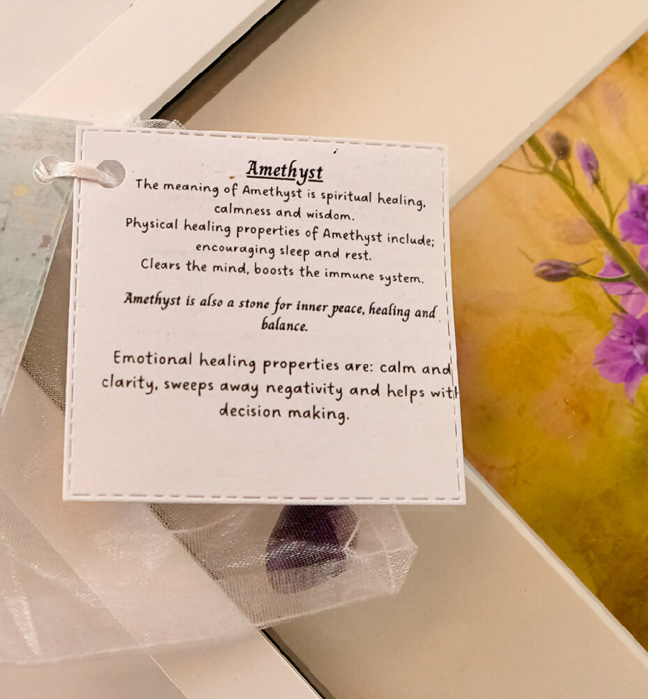 LARKSPUR PRINT WITH GEMSTONE - "LARKSPUR WITH AMETHYST"