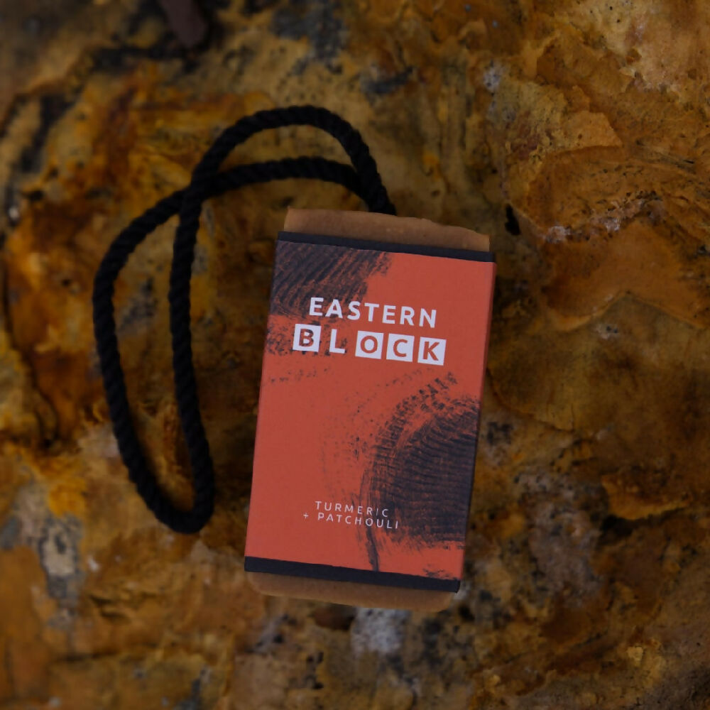 EASTERN BLOCK + ROPE Turmeric + Patchouli Calming Soap on a Rope