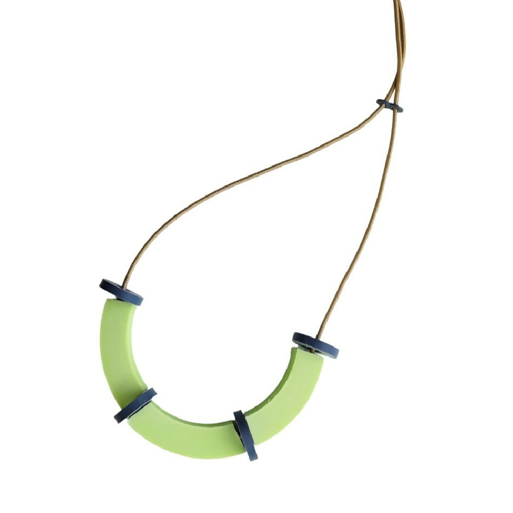 3D Printed Block Necklace in Macha Green, Livid Grey, Brown