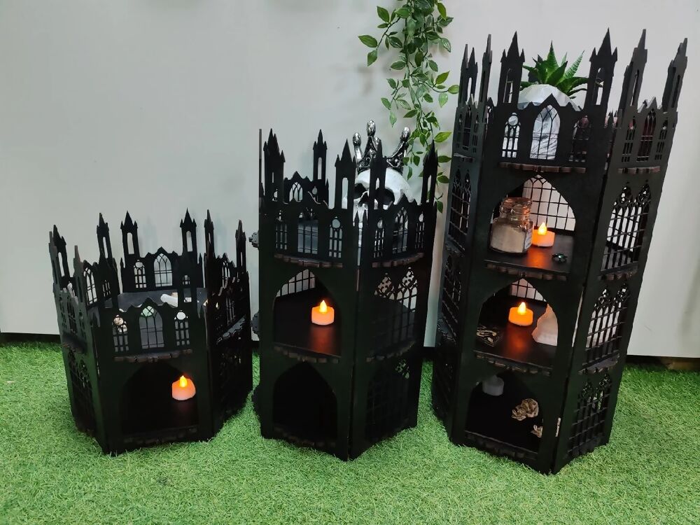 Gothic display shelves. READ DESCRIPTION Alternative goth death decor. Halloween. Handmade.
