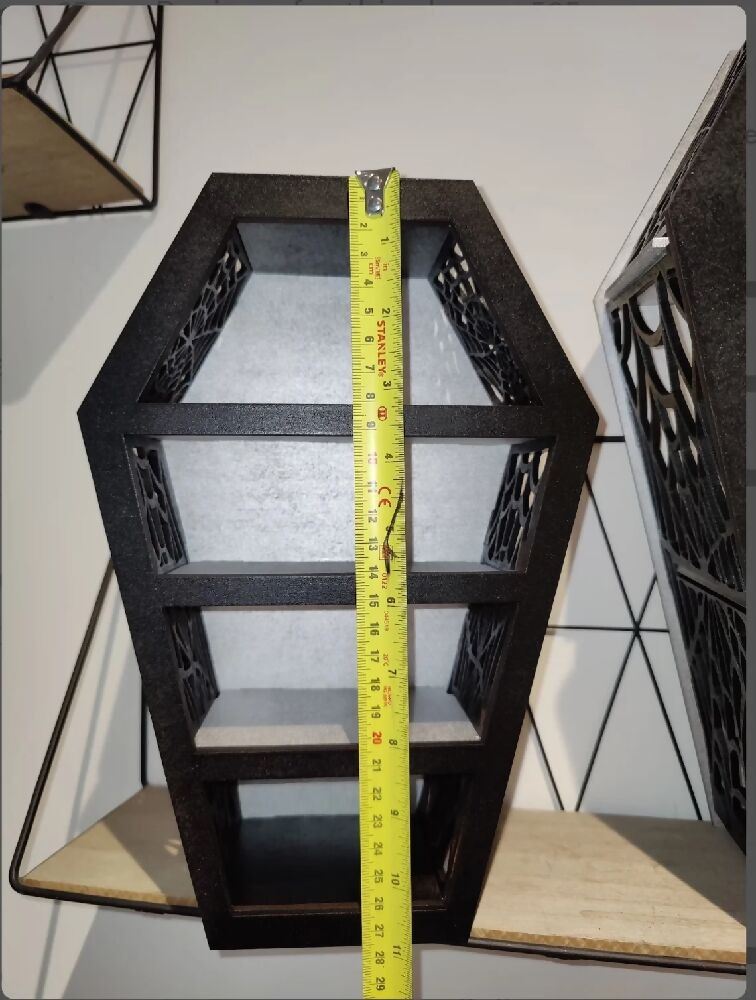 Light Up Coffin display shelves. Alternative goth death decor. Halloween. Handmade. Storage.