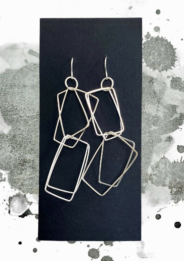 Large Handmade Sterling Silver Drop Earrings