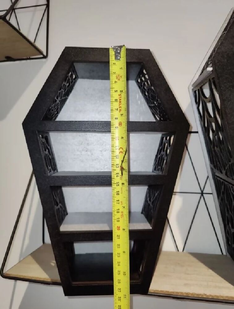 Coffin display shelves. Alternative goth death decor. Halloween. Handmade. Storage.