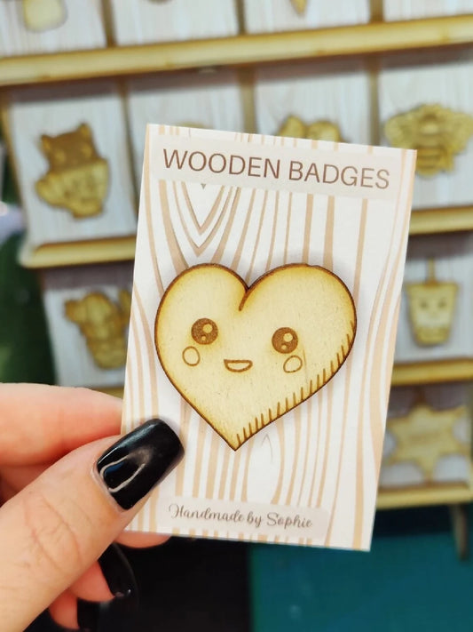 Wooden badge | Handmade pocket gift | Cute present for him her | Gothic funny badge | Animal